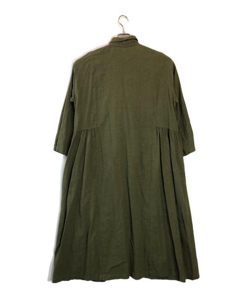 nest Robe（ネストローブ）nest Robe (ネストローブ) 近江晒 サイドギャザー ワンピース カーキ サイズ:Fの古着・服飾アイテム