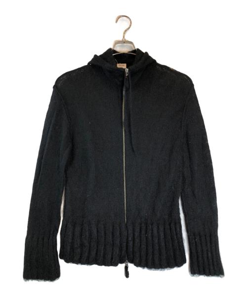 Jean Paul Gaultier homme（ジャンポールゴルチェオム）Jean Paul GAULTIER HOMME (ジャンポールゴルチェオム) ウール混ダブルジップニットパーカー ブラック サイズ:48の古着・服飾アイテム