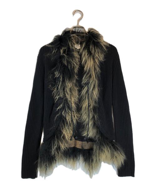 Jean Paul Gaultier FEMME（ジャンポールゴルチエ フェム）Jean Paul GAULTIER FEMME (ジャンポールゴルチエ フェム) ファー付カーディガン ブラック サイズ:40の古着・服飾アイテム