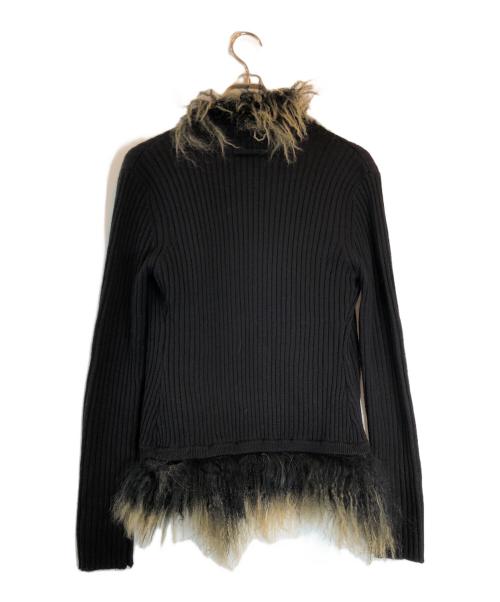 Jean Paul Gaultier FEMME（ジャンポールゴルチエ フェム）Jean Paul GAULTIER FEMME (ジャンポールゴルチエ フェム) ファー付カーディガン ブラック サイズ:40の古着・服飾アイテム