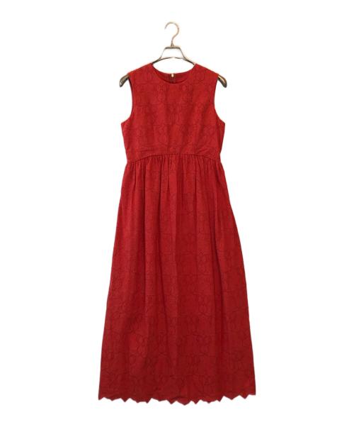 allureville（アルアバイル）allureville (アルアバイル) シフリー刺繍ギャザーワンピース レッド サイズ:1 未使用品の古着・服飾アイテム