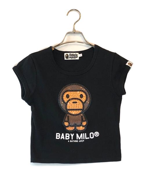 A BATHING APE（アベイシングエイプ）A BATHING APE (アベイシングエイプ) milo crystal stone cropped tee ブラック サイズ:Mの古着・服飾アイテム