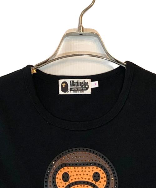 A BATHING APE（アベイシングエイプ）A BATHING APE (アベイシングエイプ) milo crystal stone cropped tee ブラック サイズ:Mの古着・服飾アイテム