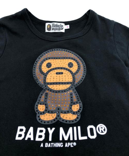 A BATHING APE（アベイシングエイプ）A BATHING APE (アベイシングエイプ) milo crystal stone cropped tee ブラック サイズ:Mの古着・服飾アイテム