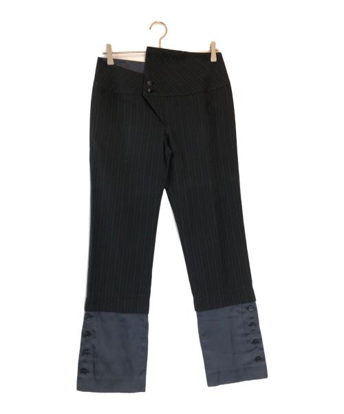 ISSEY MIYAKE（イッセイミヤケ）ISSEY MIYAKE (イッセイミヤケ) 変形ストライプパンツ ネイビー サイズ:3の古着・服飾アイテム