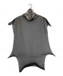 ISSEY MIYAKE（イッセイミヤケ）の古着「変形ニットトップス」｜ホワイト×ブラック