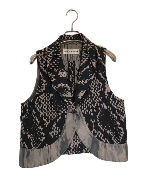 ISSEY MIYAKE（イッセイミヤケ）ISSEY MIYAKE (イッセイミヤケ) パイソン柄ベスト ブラック サイズ:2の古着・服飾アイテム