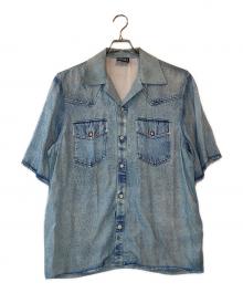 DIESEL（ディーゼル）の古着「デニム転写プリントオープンカラーシャツ」｜ブルー
