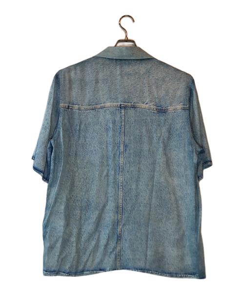 DIESEL（ディーゼル）DIESEL (ディーゼル) デニム転写プリントオープンカラーシャツ ブルー サイズ:48の古着・服飾アイテム