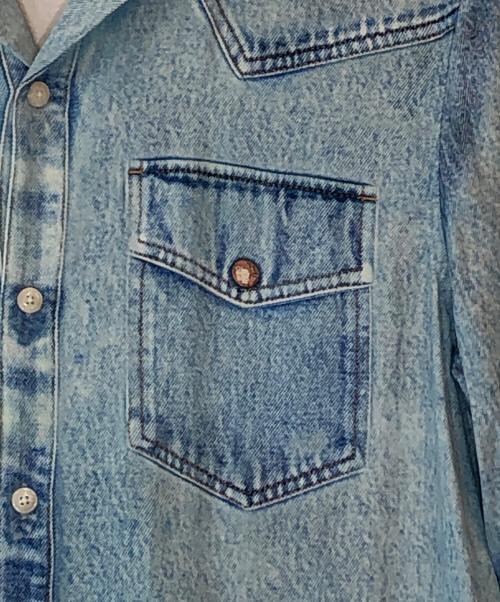 DIESEL（ディーゼル）DIESEL (ディーゼル) デニム転写プリントオープンカラーシャツ ブルー サイズ:48の古着・服飾アイテム