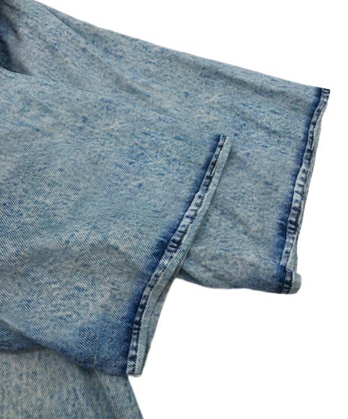 DIESEL（ディーゼル）DIESEL (ディーゼル) デニム転写プリントオープンカラーシャツ ブルー サイズ:48の古着・服飾アイテム