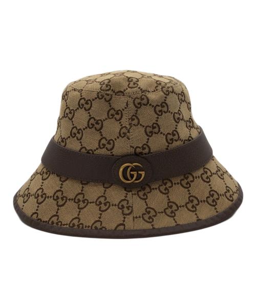 GUCCI（グッチ）GUCCI (グッチ) GGキャンバス バケットハット ブラウン サイズ:Mの古着・服飾アイテム