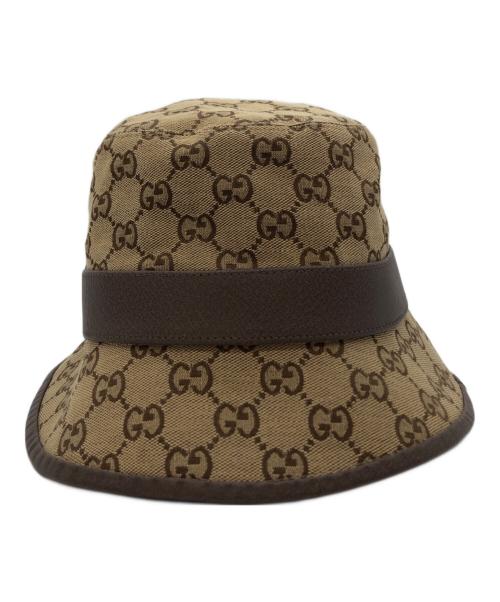 GUCCI（グッチ）GUCCI (グッチ) GGキャンバス バケットハット ブラウン サイズ:Mの古着・服飾アイテム