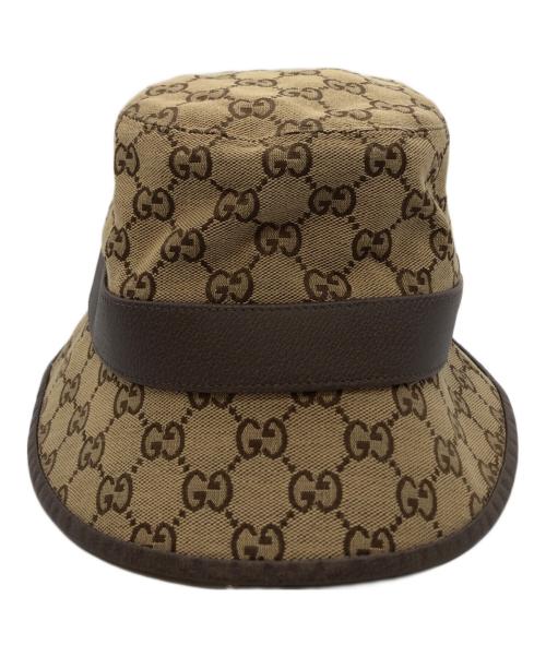 GUCCI（グッチ）GUCCI (グッチ) GGキャンバス バケットハット ブラウン サイズ:Mの古着・服飾アイテム