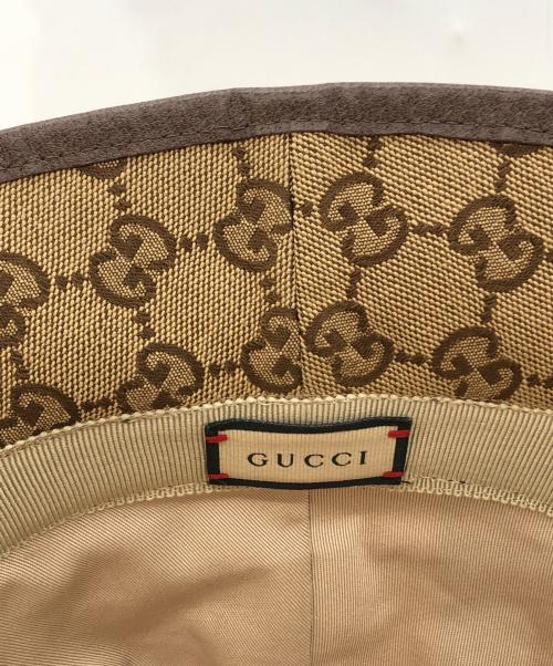 GUCCI（グッチ）GUCCI (グッチ) GGキャンバス バケットハット ブラウン サイズ:Mの古着・服飾アイテム