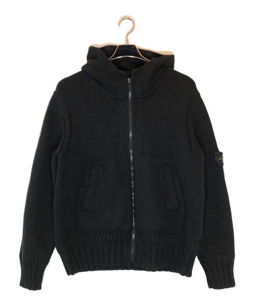 STONE ISLAND（ストーンアイランド）STONE ISLAND (ストーンアイランド) ウールニットジップパーカー ブラック サイズ:XLの古着・服飾アイテム