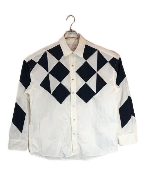 yoshio kubo（ヨシオクボ）yoshio kubo (ヨシオクボ) PATCHWORK L/S SHIRT アイボリー サイズ:2の古着・服飾アイテム