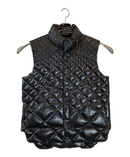 EMPORIO ARMANI（エンポリオ アルマーニ）EMPORIO ARMANI (エンポリオ アルマーニ) レザー切替キルティングダウンベスト ブラック サイズ:52の古着・服飾アイテム