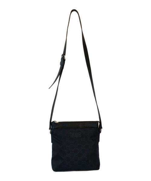 GUCCI（グッチ）GUCCI (グッチ) GGロゴナイロンショルダーバッグ ブラックの古着・服飾アイテム