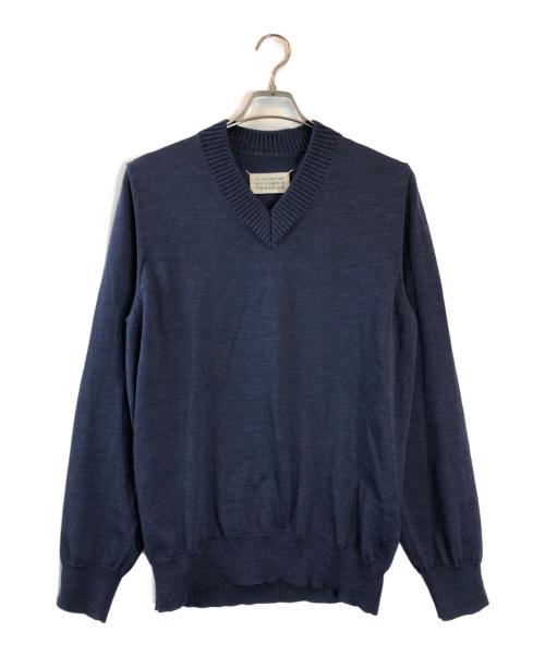 Maison Margiela（メゾンマルジェラ）Maison Margiela (メゾンマルジェラ) Vネックニット ブルー サイズ:Lの古着・服飾アイテム