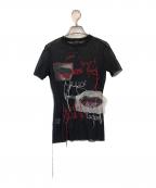 Jean Paul Gaultier FEMMEジャンポールゴルチエ フェム）の古着「EYE&LIP パワーネットカットソー」｜ブラック