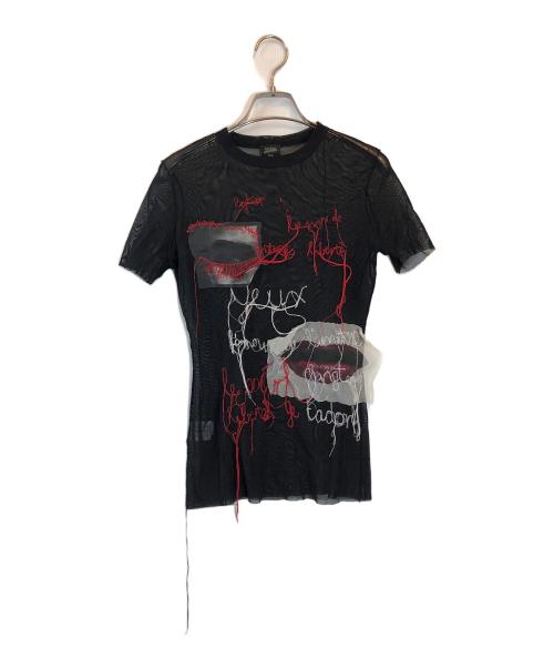 Jean Paul Gaultier FEMME（ジャンポールゴルチエ フェム）Jean Paul GAULTIER FEMME (ジャンポールゴルチエ フェム) EYE&LIP パワーネットカットソー ブラック サイズ:40の古着・服飾アイテム