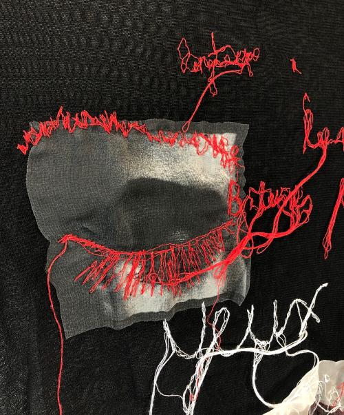 Jean Paul Gaultier FEMME（ジャンポールゴルチエ フェム）Jean Paul GAULTIER FEMME (ジャンポールゴルチエ フェム) EYE&LIP パワーネットカットソー ブラック サイズ:40の古着・服飾アイテム