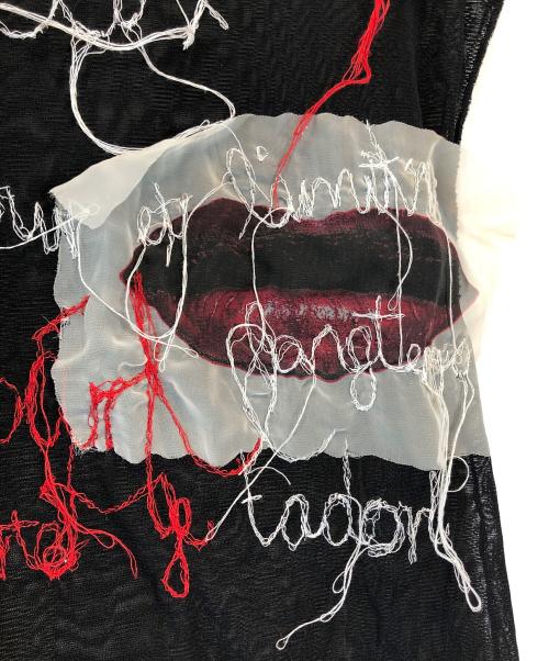 Jean Paul Gaultier FEMME（ジャンポールゴルチエ フェム）Jean Paul GAULTIER FEMME (ジャンポールゴルチエ フェム) EYE&LIP パワーネットカットソー ブラック サイズ:40の古着・服飾アイテム