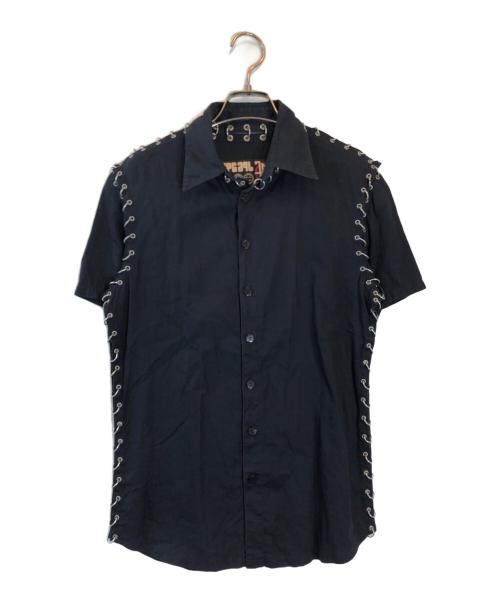 Jean Paul GAULTIER（ジャンポールゴルチェ）Jean Paul GAULTIER (ジャンポールゴルチェ) リングデザイン半袖シャツ ブラック サイズ:46の古着・服飾アイテム