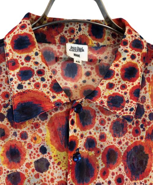 Jean Paul Gaultier homme（ジャンポールゴルチェオム）Jean Paul GAULTIER HOMME (ジャンポールゴルチェオム) ポイズンドットプリントパワーネットシャツ レッド サイズ:48の古着・服飾アイテム