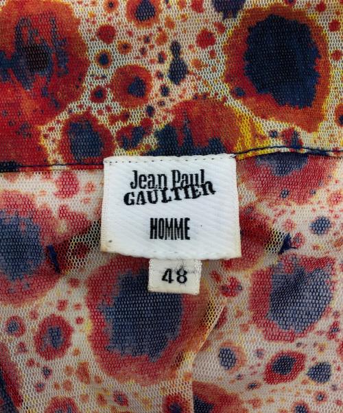 Jean Paul Gaultier homme（ジャンポールゴルチェオム）Jean Paul GAULTIER HOMME (ジャンポールゴルチェオム) ポイズンドットプリントパワーネットシャツ レッド サイズ:48の古着・服飾アイテム