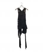 Jean Paul Gaultier FEMMEジャンポールゴルチエ フェム）の古着「サテンサロペットミニワンピース」｜ブラック