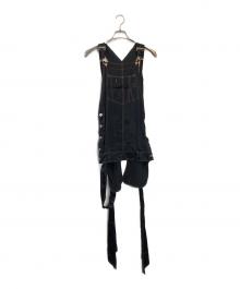 Jean Paul Gaultier FEMME（ジャンポールゴルチエ フェム）の古着「サテンサロペットミニワンピース」｜ブラック