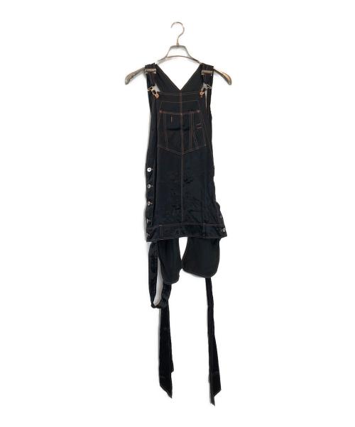 Jean Paul Gaultier FEMME（ジャンポールゴルチエ フェム）Jean Paul GAULTIER FEMME (ジャンポールゴルチエ フェム) サテンサロペットミニワンピース ブラック サイズ:40の古着・服飾アイテム