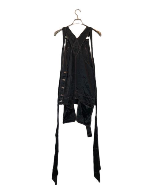Jean Paul Gaultier FEMME（ジャンポールゴルチエ フェム）Jean Paul GAULTIER FEMME (ジャンポールゴルチエ フェム) サテンサロペットミニワンピース ブラック サイズ:40の古着・服飾アイテム