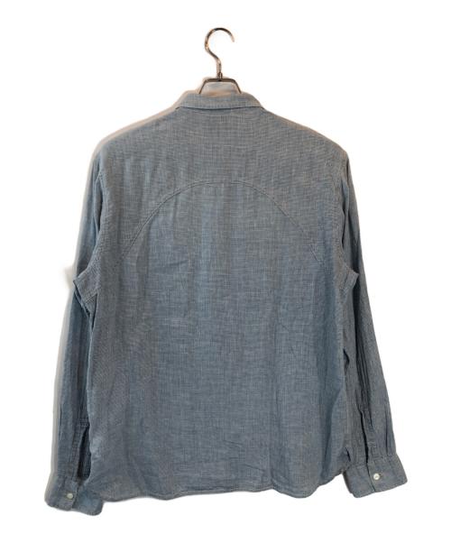 RRL（ダブルアールエル）RRL (ダブルアールエル) リネンコットンチェックシャツ ブルー サイズ:Lの古着・服飾アイテム