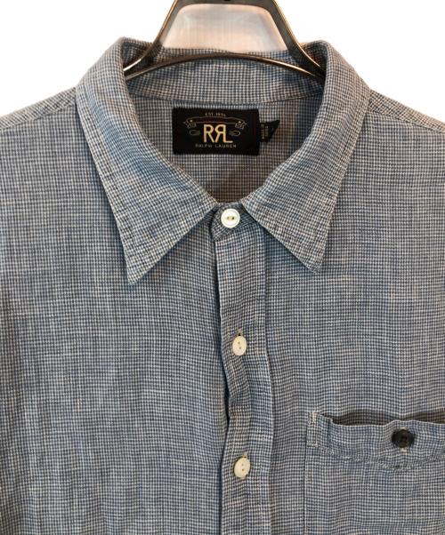 RRL（ダブルアールエル）RRL (ダブルアールエル) リネンコットンチェックシャツ ブルー サイズ:Lの古着・服飾アイテム
