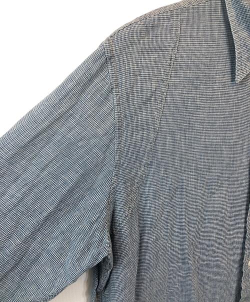 RRL（ダブルアールエル）RRL (ダブルアールエル) リネンコットンチェックシャツ ブルー サイズ:Lの古着・服飾アイテム