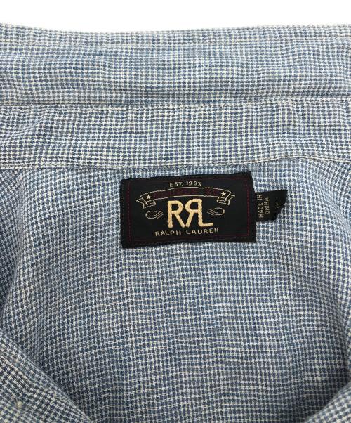 RRL（ダブルアールエル）RRL (ダブルアールエル) リネンコットンチェックシャツ ブルー サイズ:Lの古着・服飾アイテム