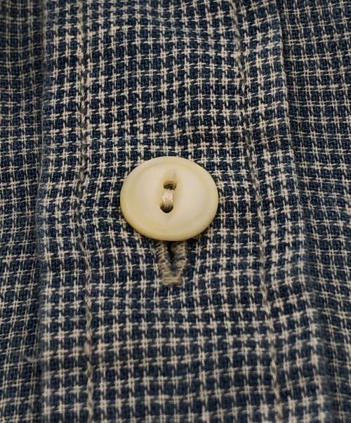 RRL（ダブルアールエル）RRL (ダブルアールエル) リネンコットンチェックシャツ ブルー サイズ:Lの古着・服飾アイテム