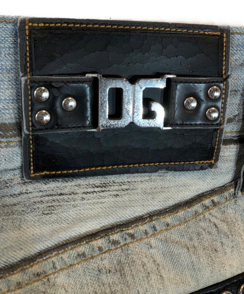 DOLCE & GABBANA（ドルチェ＆ガッバーナ）DOLCE & GABBANA (ドルチェ＆ガッバーナ) メタルロゴ加工 レザーベルトループデニムパンツ ブルー サイズ:46の古着・服飾アイテム