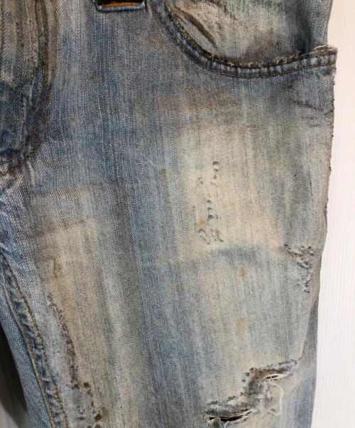 DOLCE & GABBANA（ドルチェ＆ガッバーナ）DOLCE & GABBANA (ドルチェ＆ガッバーナ) メタルロゴ加工 レザーベルトループデニムパンツ ブルー サイズ:46の古着・服飾アイテム
