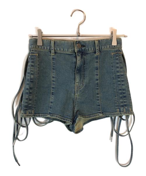 Hysteric Glamour（ヒステリックグラマー）Hysteric Glamour (ヒステリックグラマー) サイドギャザーレッグラップショートパンツ ブルー サイズ:Sの古着・服飾アイテム