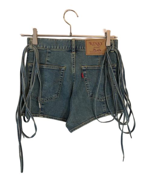 Hysteric Glamour（ヒステリックグラマー）Hysteric Glamour (ヒステリックグラマー) サイドギャザーレッグラップショートパンツ ブルー サイズ:Sの古着・服飾アイテム