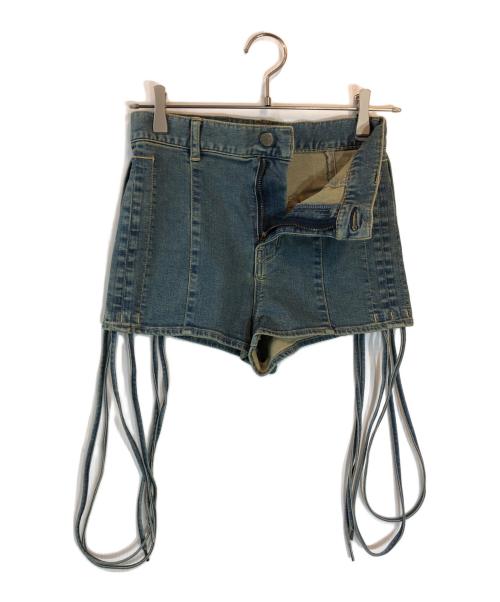 Hysteric Glamour（ヒステリックグラマー）Hysteric Glamour (ヒステリックグラマー) サイドギャザーレッグラップショートパンツ ブルー サイズ:Sの古着・服飾アイテム