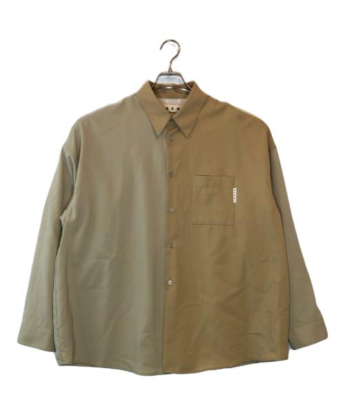 MARNI（マルニ）MARNI (マルニ) ウールトロピカルカラーブロックシャツ ベージュ サイズ:46の古着・服飾アイテム