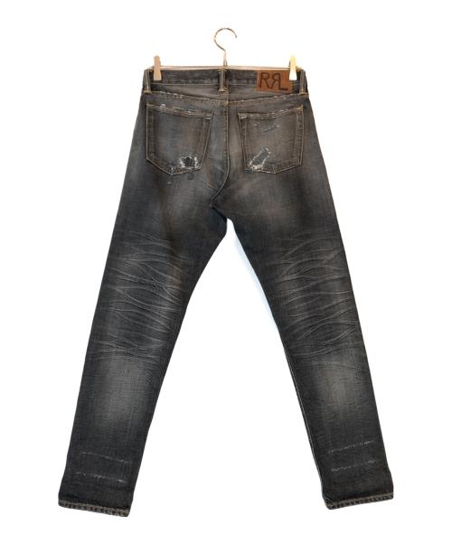 RRL（ダブルアールエル）RRL (ダブルアールエル) SLIM NARROW ダメージ加工デニムパンツ ブラック サイズ:30×30の古着・服飾アイテム