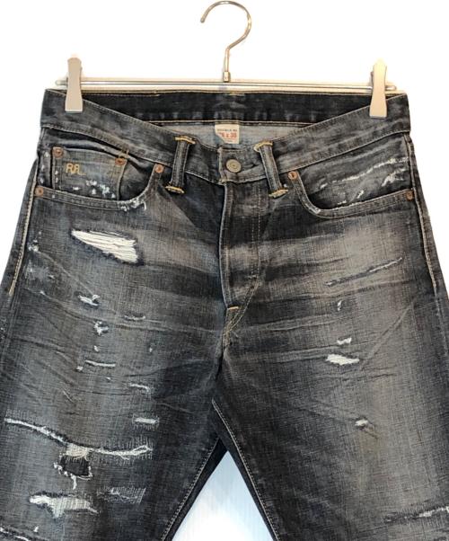 RRL（ダブルアールエル）RRL (ダブルアールエル) SLIM NARROW ダメージ加工デニムパンツ ブラック サイズ:30×30の古着・服飾アイテム