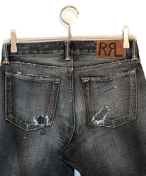 RRL（ダブルアールエル）RRL (ダブルアールエル) SLIM NARROW ダメージ加工デニムパンツ ブラック サイズ:30×30の古着・服飾アイテム