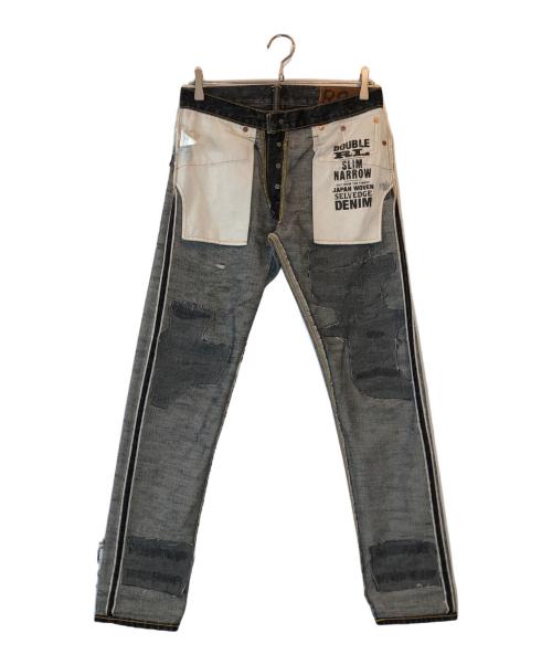 RRL（ダブルアールエル）RRL (ダブルアールエル) SLIM NARROW ダメージ加工デニムパンツ ブラック サイズ:30×30の古着・服飾アイテム